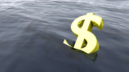 Dollar drowning in the ocean economy crisis concept 3D illustrationの写真素材