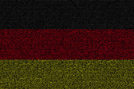 German flag composed of dense computer code cybersecurity programming conceptの写真素材