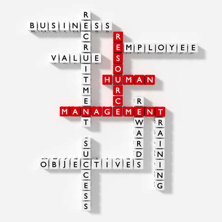 Crossword puzzle with HRM keywords human resource management concept 3D illustration flat designの写真素材