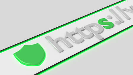 Browser bar with shield icon and secure https connection 3D illustationの写真素材