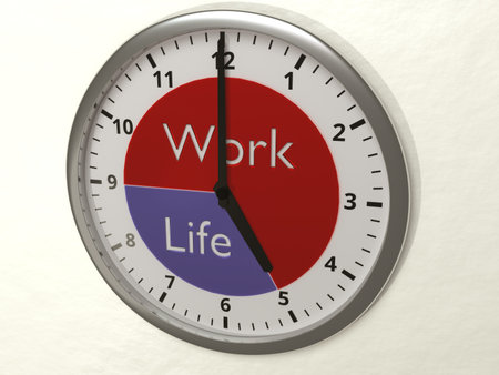 Watch hanging on a wall with 2 different time zones nine to five for work and 5 to 9 for life...