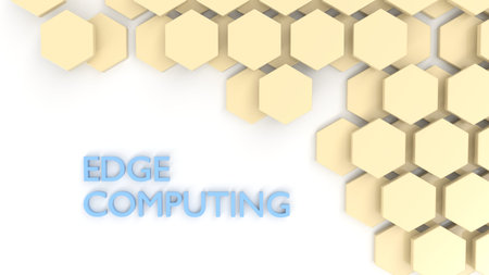 Edge computing concept yellow hexagon tiles on white 3D illustrationの写真素材