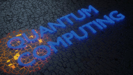 The words Quantum Computing on a glowing circuit board 3D illustration