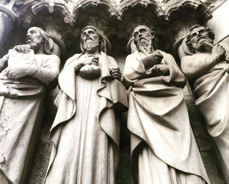 Goddess statues in a churchの写真素材