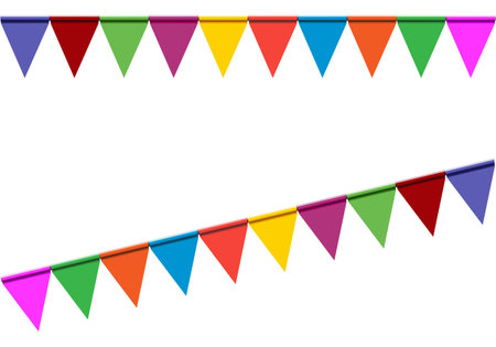 Colorful confetti, party flags isolated on white background.set of colorful ribbonsのイラスト素材