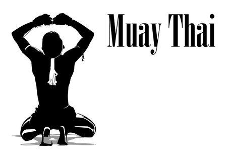 Thai boxing.Self-defense art on white background-vectorのイラスト素材