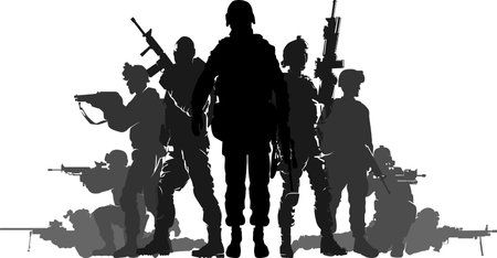 silhouette of a salute soldier military salute in black and white background.vectorのイラスト素材