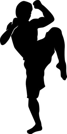 Thai boxing . Self-defense art on white background . martial arts body-vector.silhouette of a personのイラスト素材