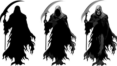 Mysterious and haunting hand drawn illustration of the Grim Reaperのイラスト素材