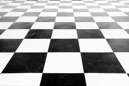 Vintage square black and white floor with wall rowの写真素材