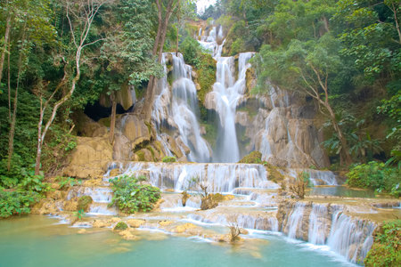 Top of Kuang Si Waterfalls, Luang Prabang, Laosの写真素材