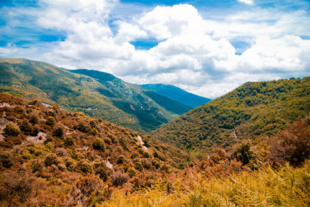 landscape of mountains and skyの写真素材
