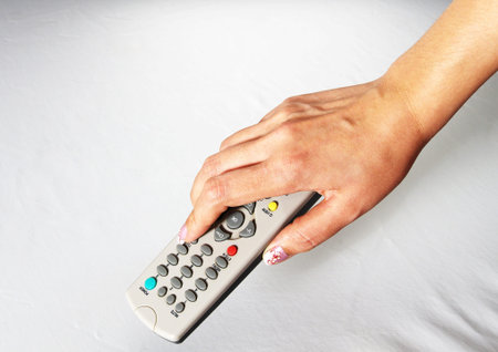 remote control in handの写真素材