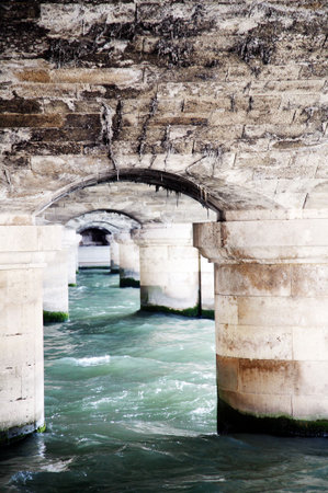 Bridge over the Seine river in Parisの写真素材