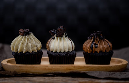 Tasty cupcakes Homemade  muffin  with cream buttercream for birthday, valentine, and christmas holliday.の写真素材