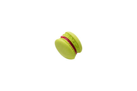 Green macaroon isolated on white background.の写真素材
