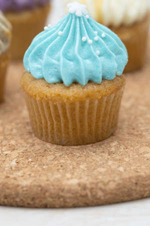 Tasty cupcakes Homemade  muffin  with cream buttercream for birthday, valentine, and christmas holliday.の写真素材