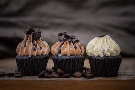 Tasty cupcakes Homemade  muffin  with cream buttercream for birthday, valentine, and christmas holliday.の写真素材