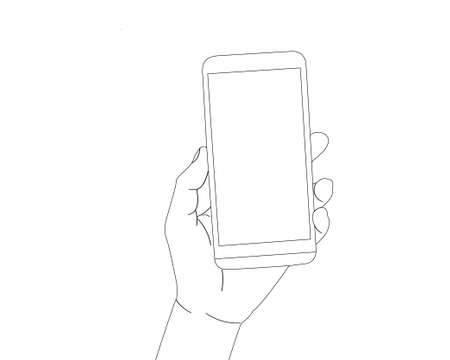 hand holding smartphone isolated on white backgroundのイラスト素材