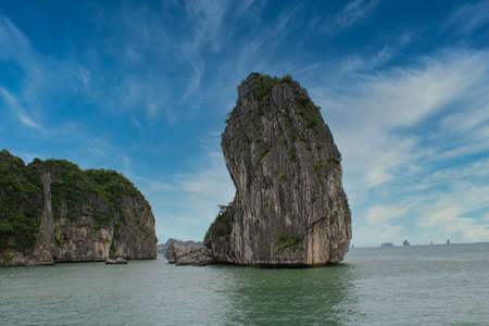 The beautiful and tropical islands in Halong Bayの写真素材