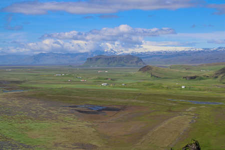 A beautiful Southern Icelandic landscape on a wonderful day in summerの写真素材