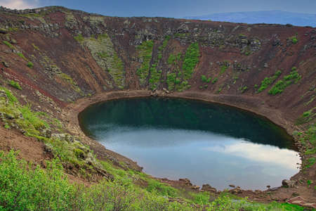 Kerid Volcanic Crater at Golden Circle in South West Icelandの写真素材