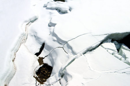 Rivers of melting snow in the winter