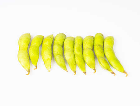 Edamame soy beans shelled and with podsの写真素材