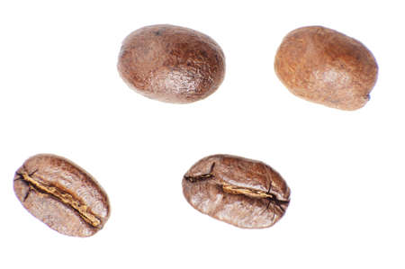 Coffee beans isolated on white backgroundの写真素材