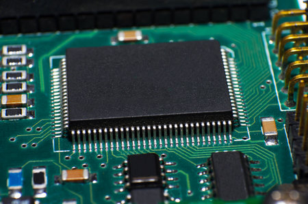 Close up of circuit board with CPU