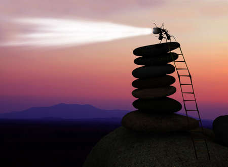 The ants lighting in the eveningの写真素材