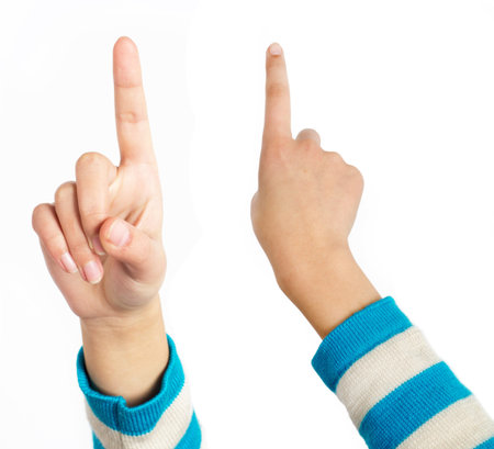 Woman's hand click on the close-up.の写真素材