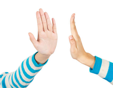 Woman's hand isolated on white backgroundの写真素材