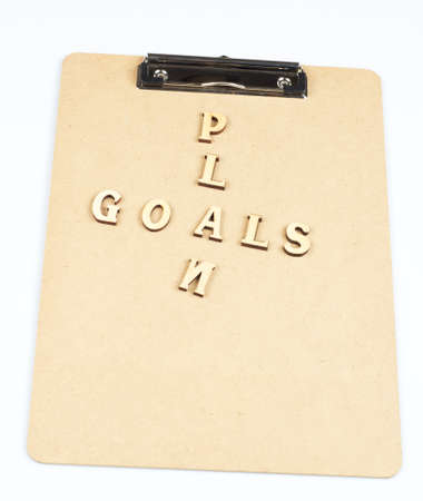 goal and plan word on the folderの写真素材