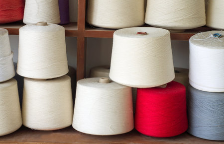 The many white textile yarn.