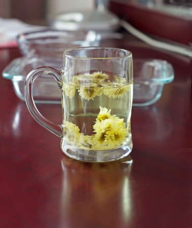 A cup of flower tea, from chrysanthemumsの写真素材
