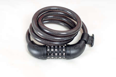 Close 5 wire password lock isolated on a white backgroundの写真素材