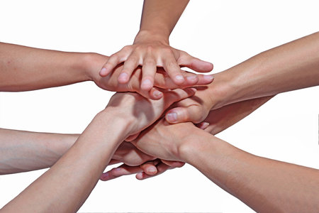hands ring teamwork isolated on white background
