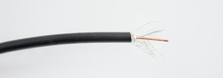 Macro electric wire isolated on white background