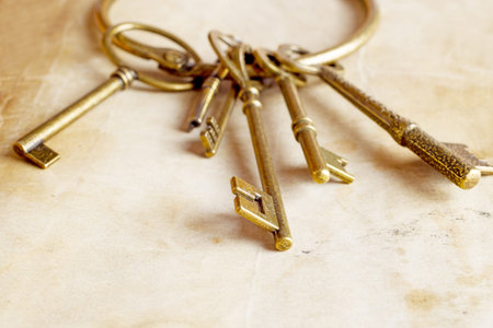 Photo of vintage keys with on textured background