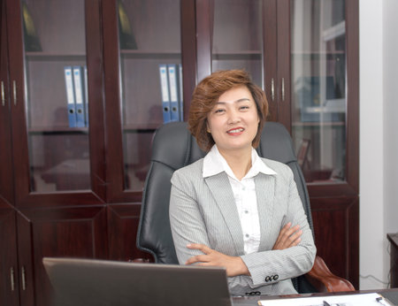 Business woman is confident smile looking at cameraの写真素材