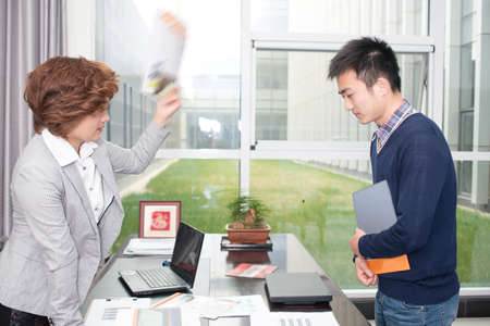 Competent leader is not satisfied to the junior staff workの写真素材