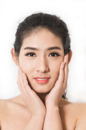 beautiful asian young woman with skin careの写真素材