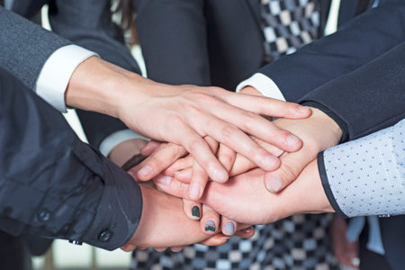 closeup hand business team. Concept of business people