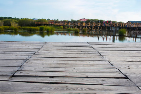 Wood Floor Perspective On The Lake And Forest