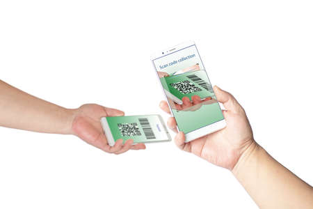 Mobile phone scan code to receive paymentの写真素材