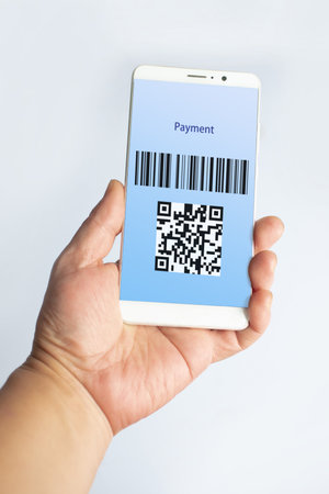 closeup use mobile phone to pay