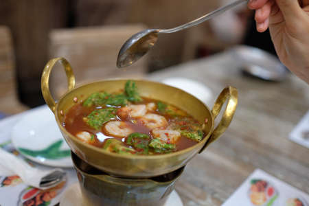 Thai spicy and sour soup made of tamarind pasteの写真素材