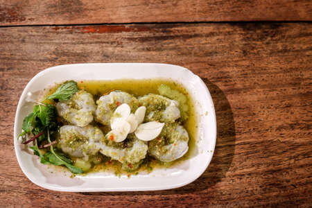 Shrimp in fish sauce, a spicy Thai food dishの写真素材