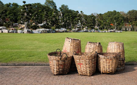 Garbage bin in the parkの写真素材